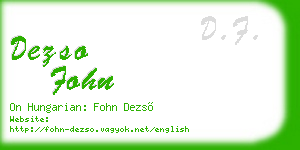 dezso fohn business card