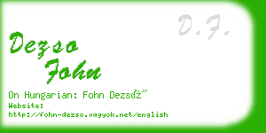 dezso fohn business card